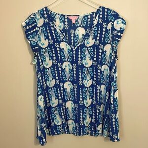 Lilly Pulitzer Shelley Jellyfish Sleeveless Top Size Small